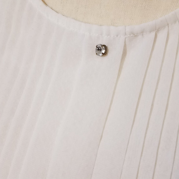 H&M WOMEN'S WHITE CAP SLEEVE BLOUSE TOP MEDIUM - Picture 6 of 7